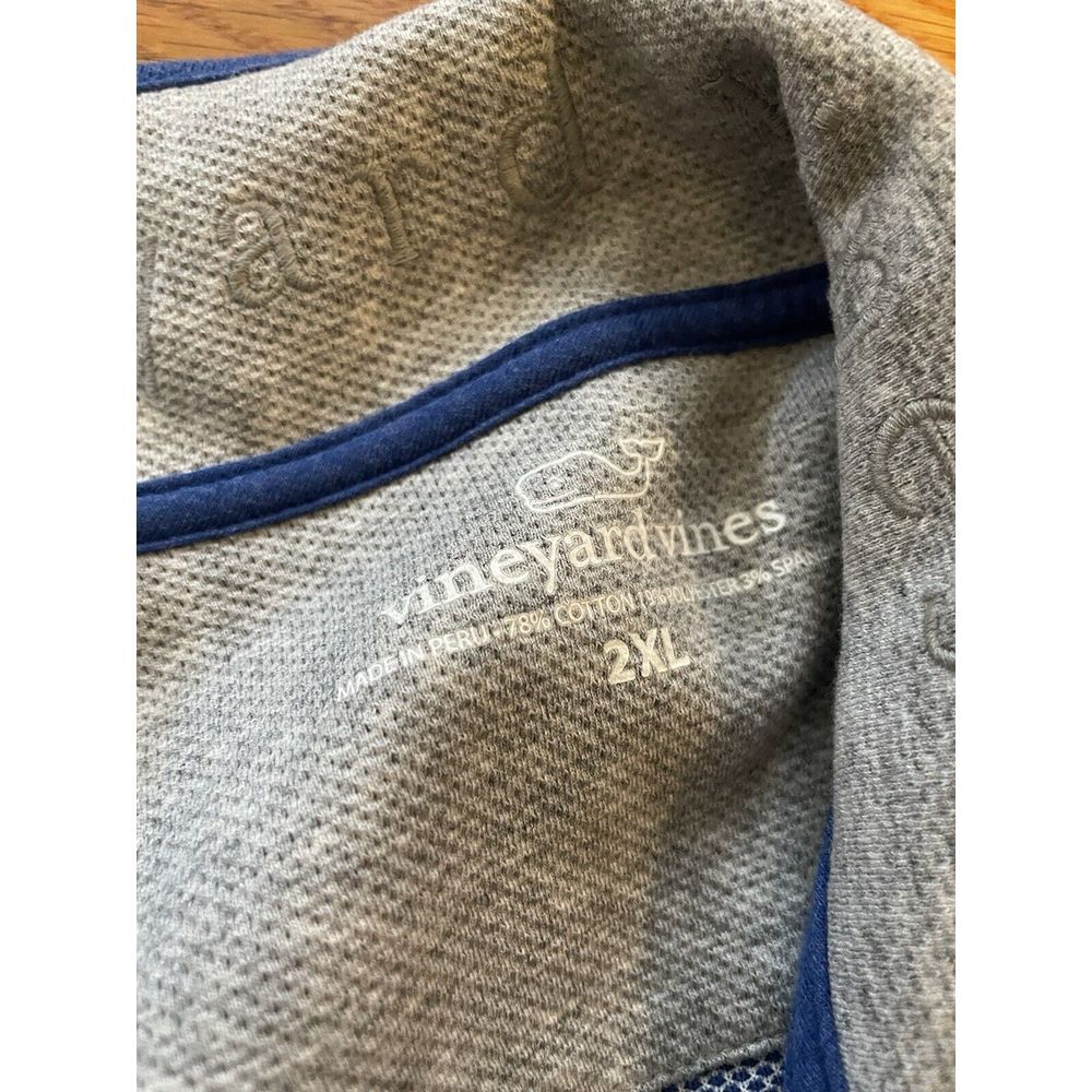 Vineyard Vines 1/4 Zip Long Sleeve Blue‎ Sweater Sweatshirt Men's 2XL Cotton - Picture 7 of 10